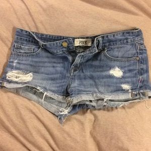 PINK ripped jean shorts